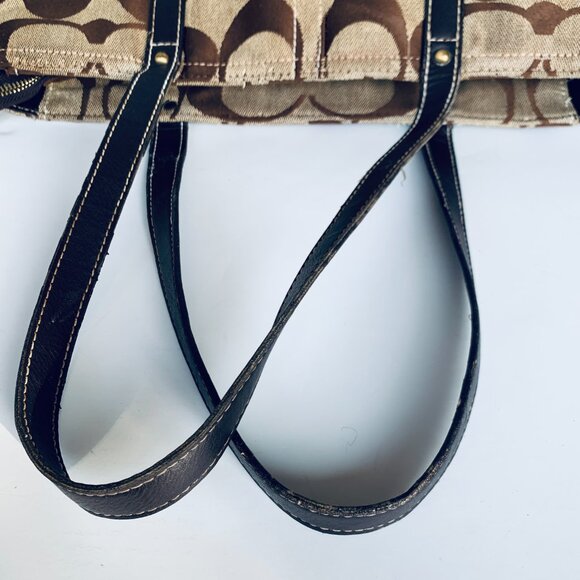 COACH Classic C Leather Fabric Purse Handbag Pocketbook Really $? - Picture 4 of 16